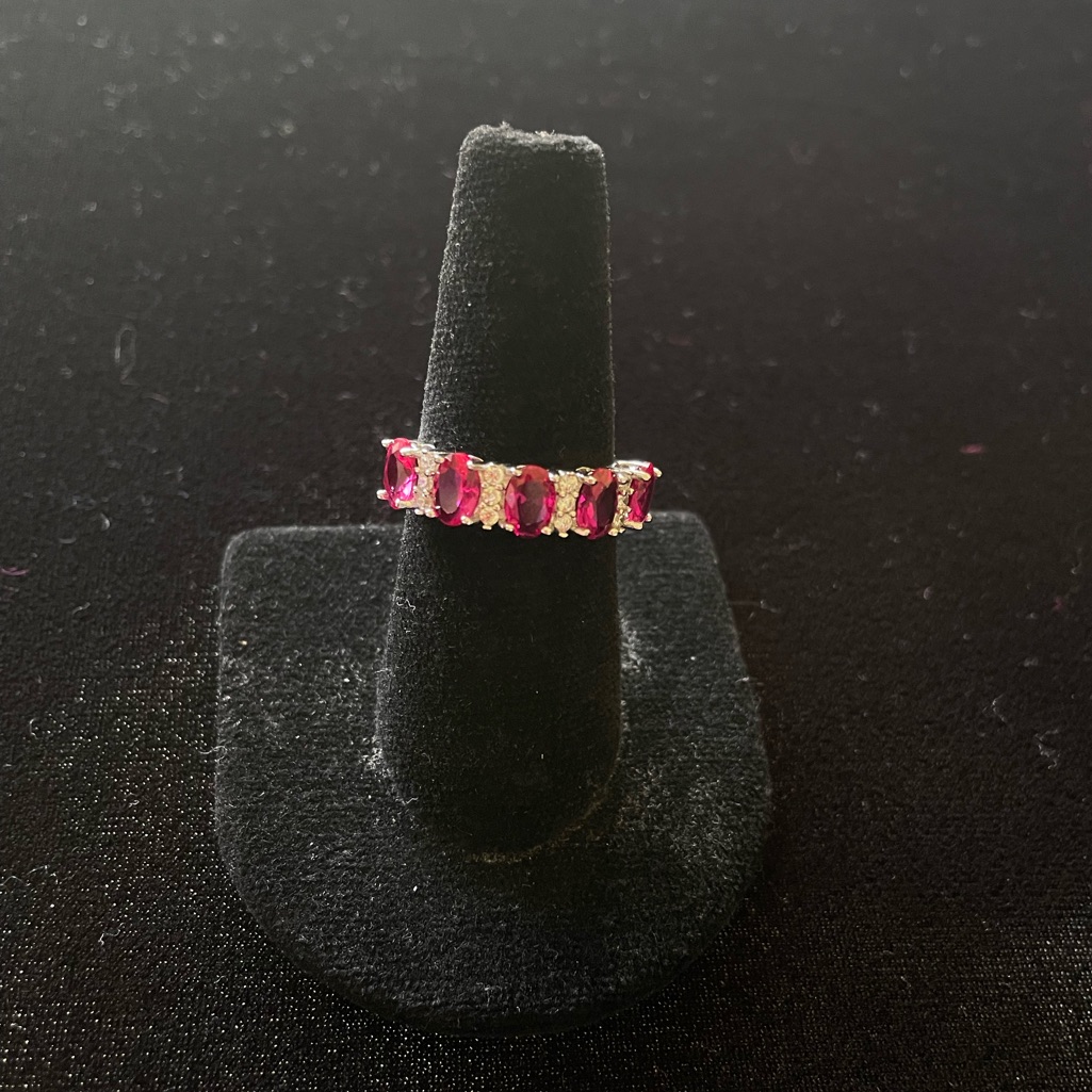 Simulated Ruby 925 Silver Ring